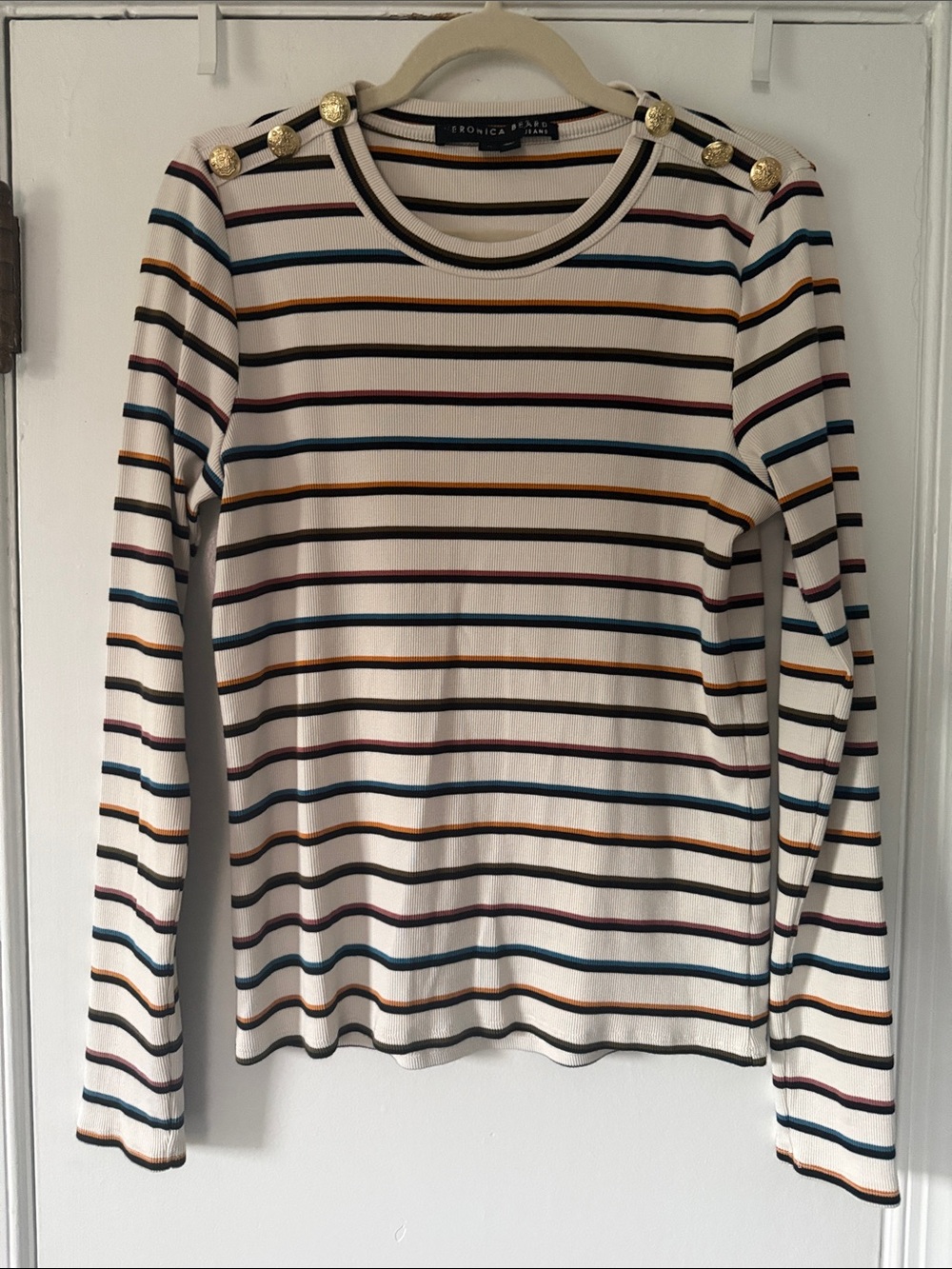 Veronica Beard Mayer Striped Long Sleeve Shirt with Buttons